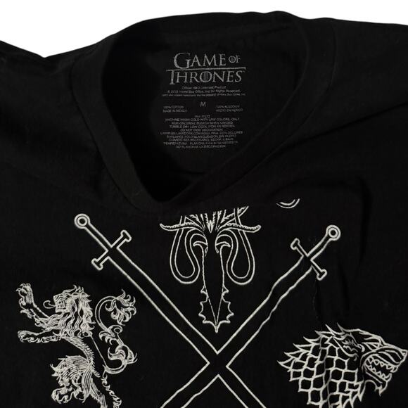 Game of Thrones T Shirt Black with White Sigils Short Sleeve Medium - Picture 2 of 4